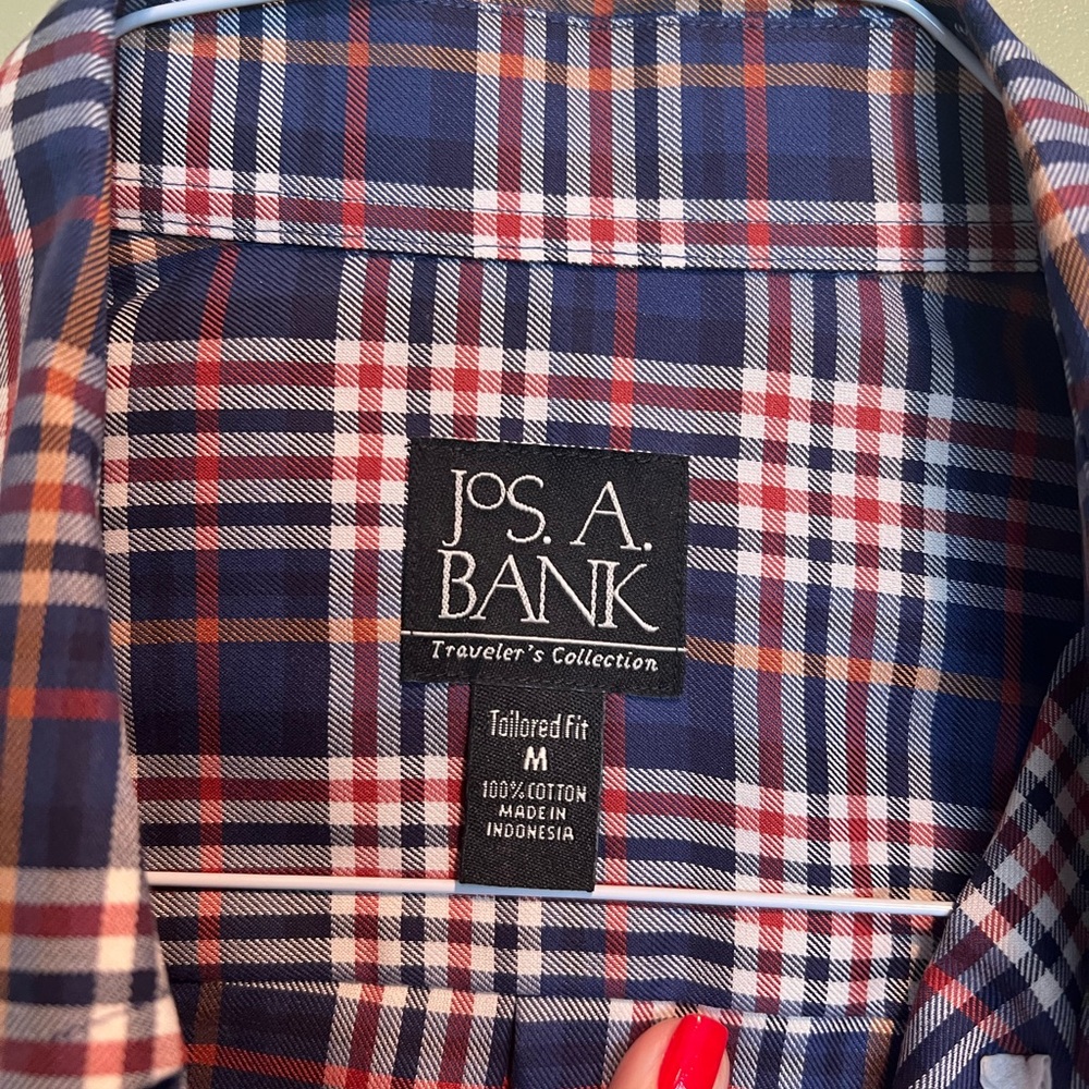 Jos. A. Bank Men's Navy and Red Plaid Shirt